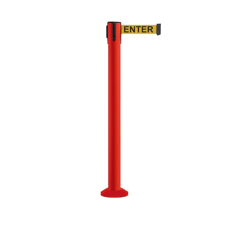 Stanchion Belt Barrier Fixed Base Red Post 14ft.Caution Belt